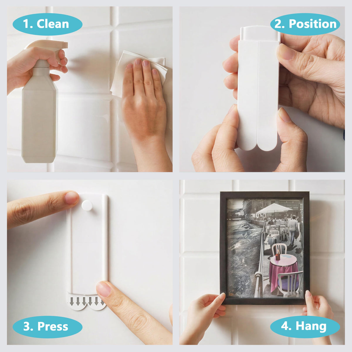 Jellysub no-tools hanging kit for fast frame placement.