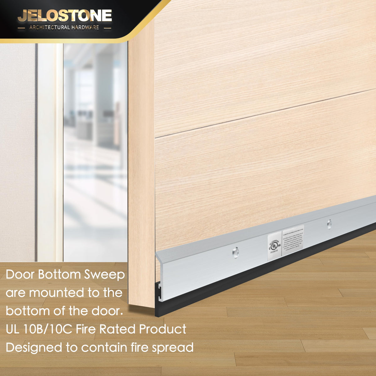 JELOSTONE 36 inch outswing door sweep mounted on exterior door