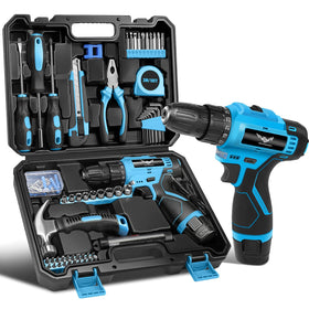 Jenabom 12V cordless drill with LED illuminates tight spaces for precise drilling.