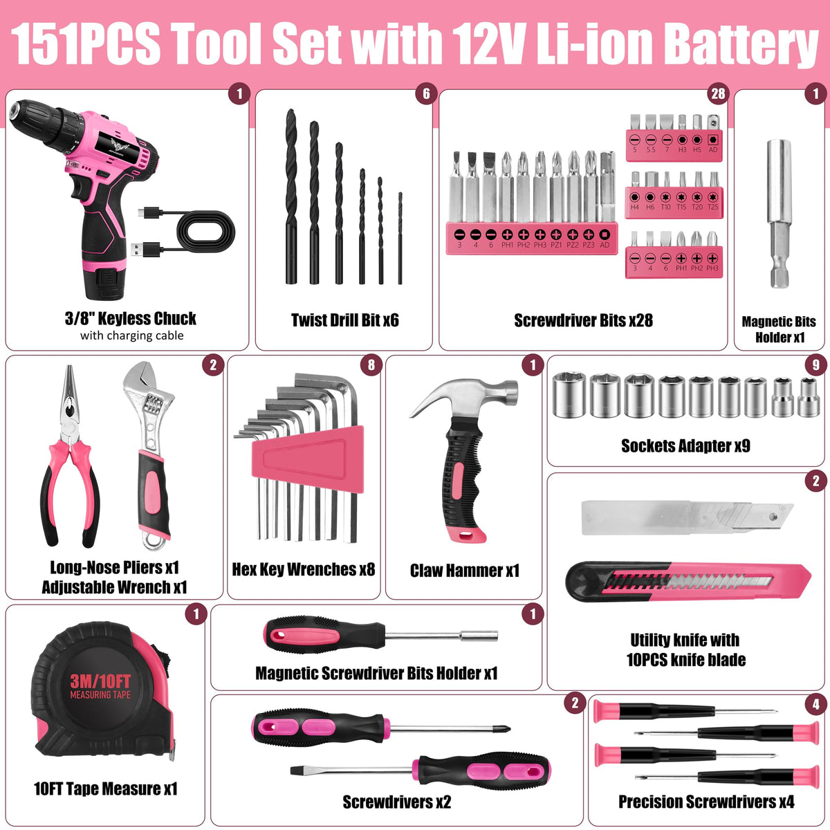 JENABOM 12V cordless drill offers mobility for home repairs
