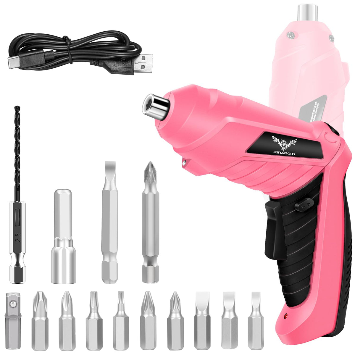 JENABOM 14-in-1 cordless screwdriver ready for assembly tasks