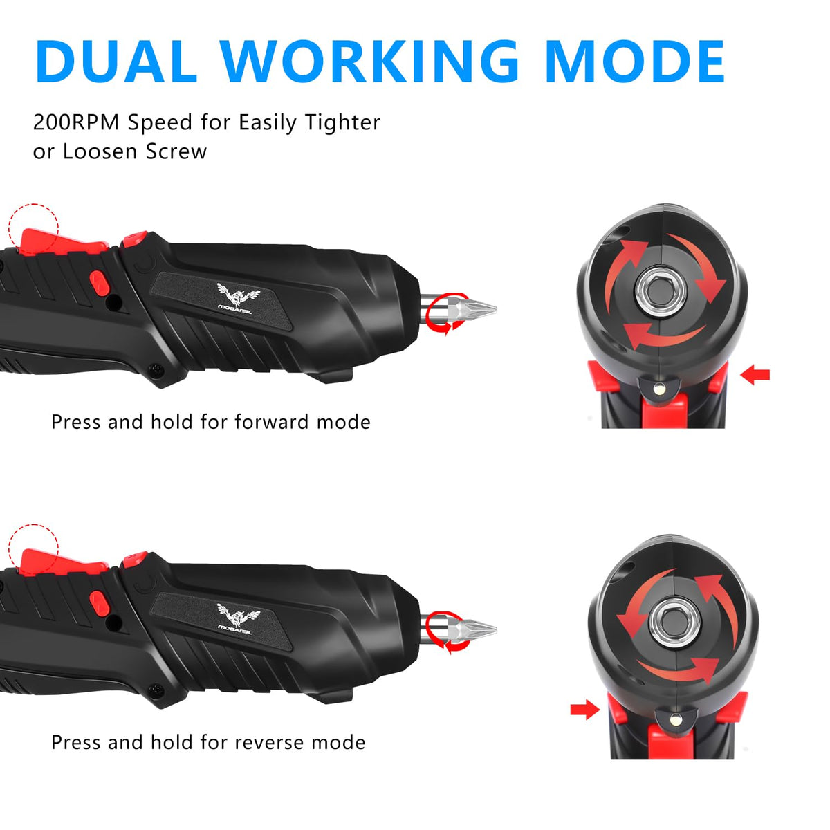 JENABOM LED-lighted head guides screws in dim spaces.