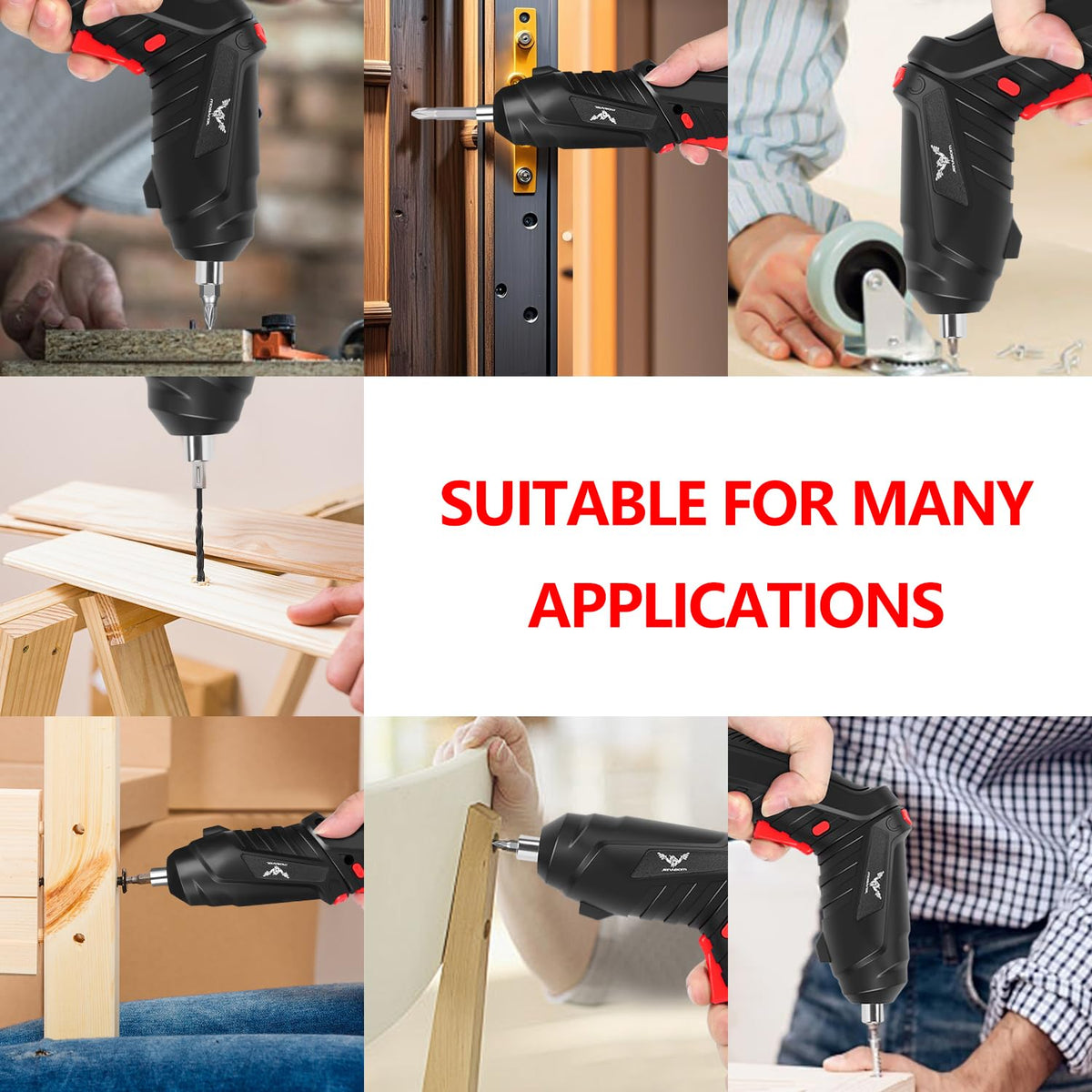 JENABOM 16-in-1 electric screwdriver side handle for comfortable grip during tasks.