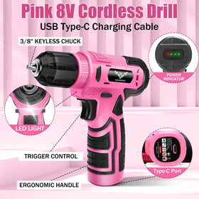 JENABOM drill charging via Type-C cable for easy recharging