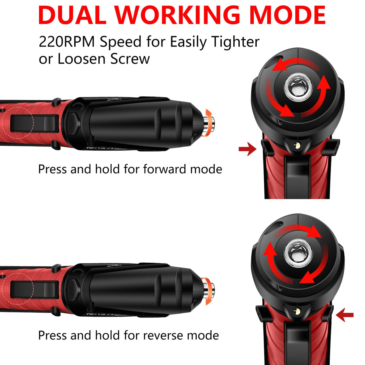 JENABOM cordless screwdriver charging via USB for power anywhere.