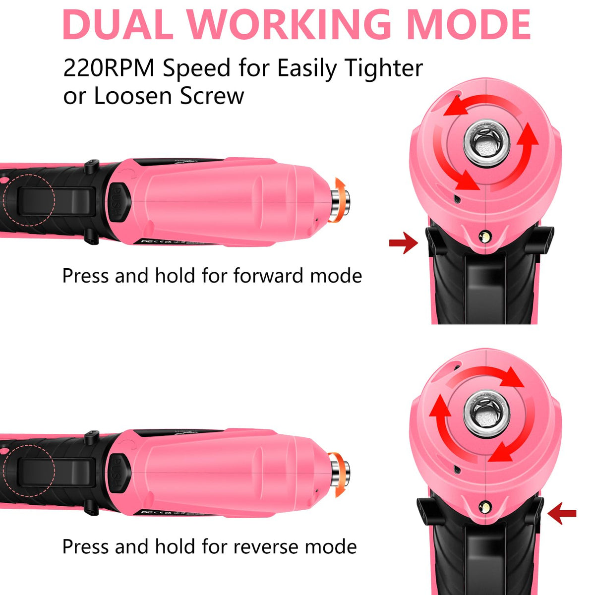 JENABOM screwdriver with LED headlight illuminates dark workspaces