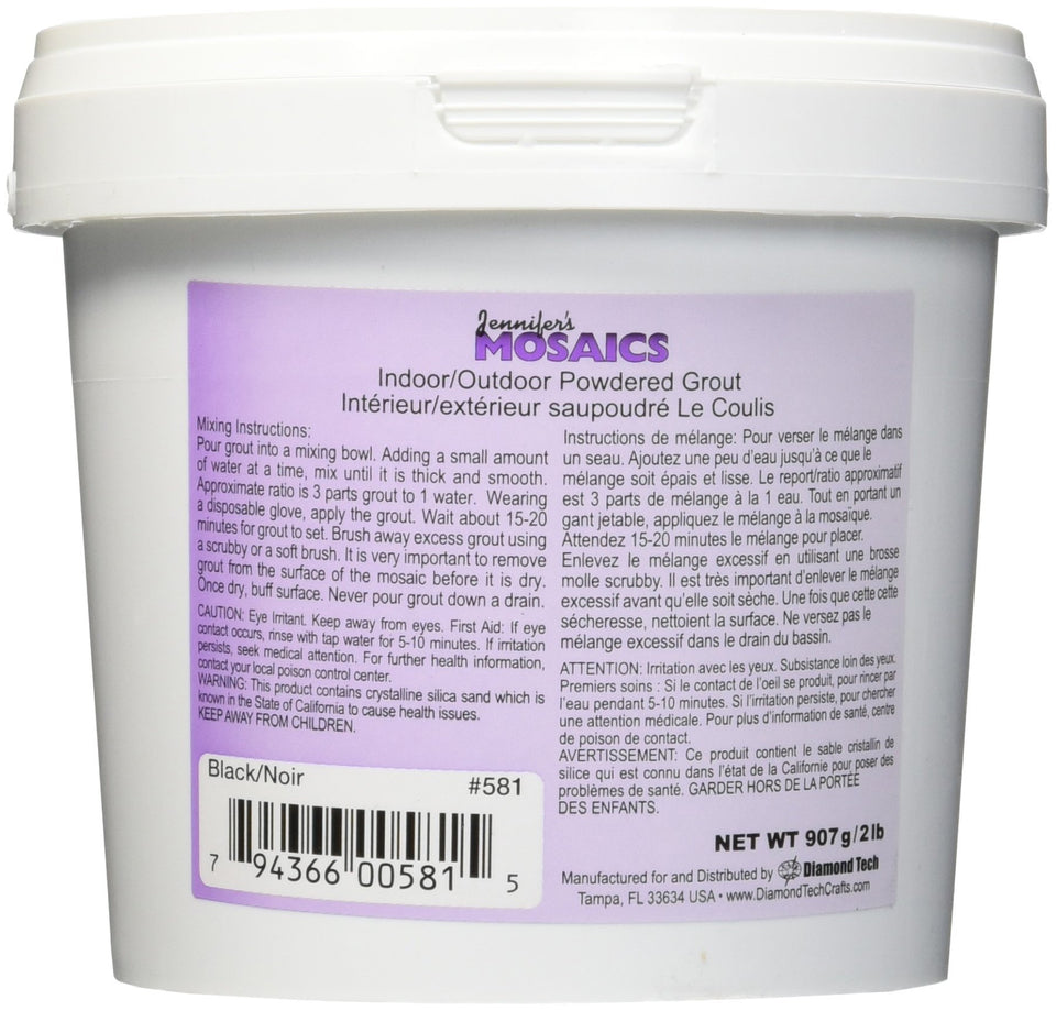 Jennifers Mosaics black powdered sanded grout bottle pour for durable, uniform joints.