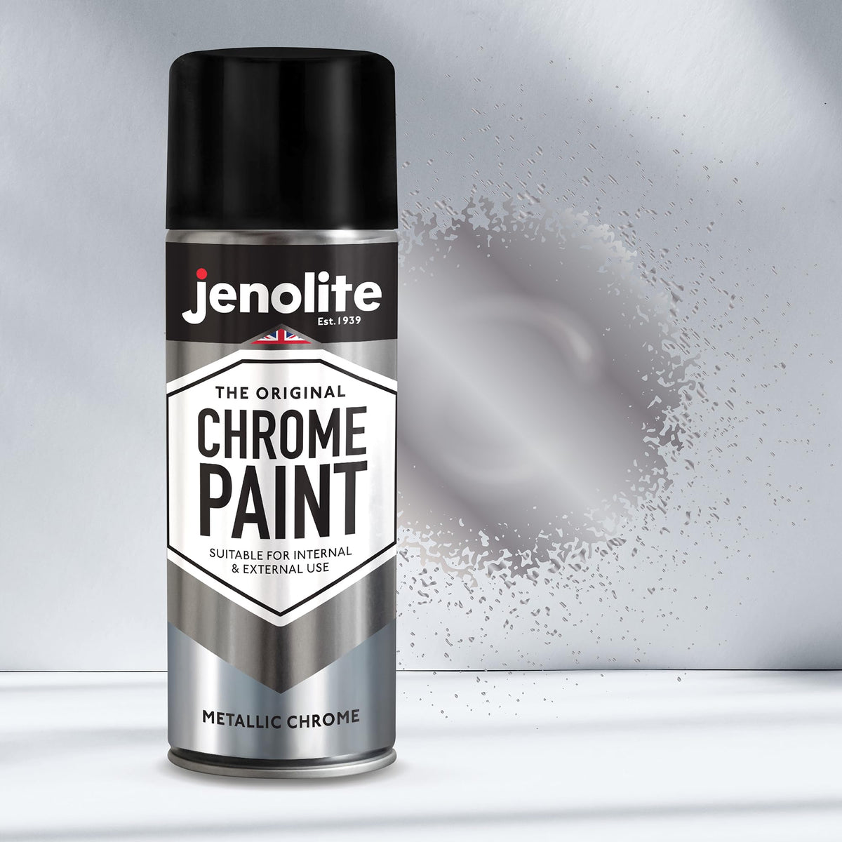 Jenolite Chrome Spray Paint on ornaments for reflective finish.