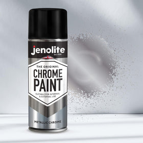 Jenolite Chrome Spray Paint on ornaments for reflective finish.