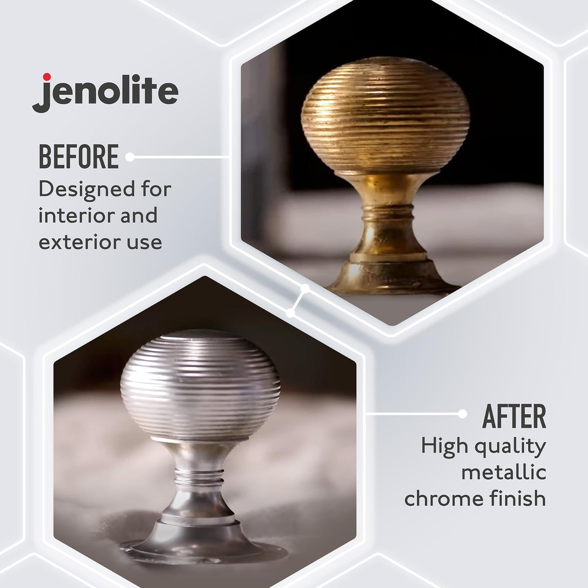 Jenolite Chrome Spray Paint on radiators for durable heat-ready chrome.