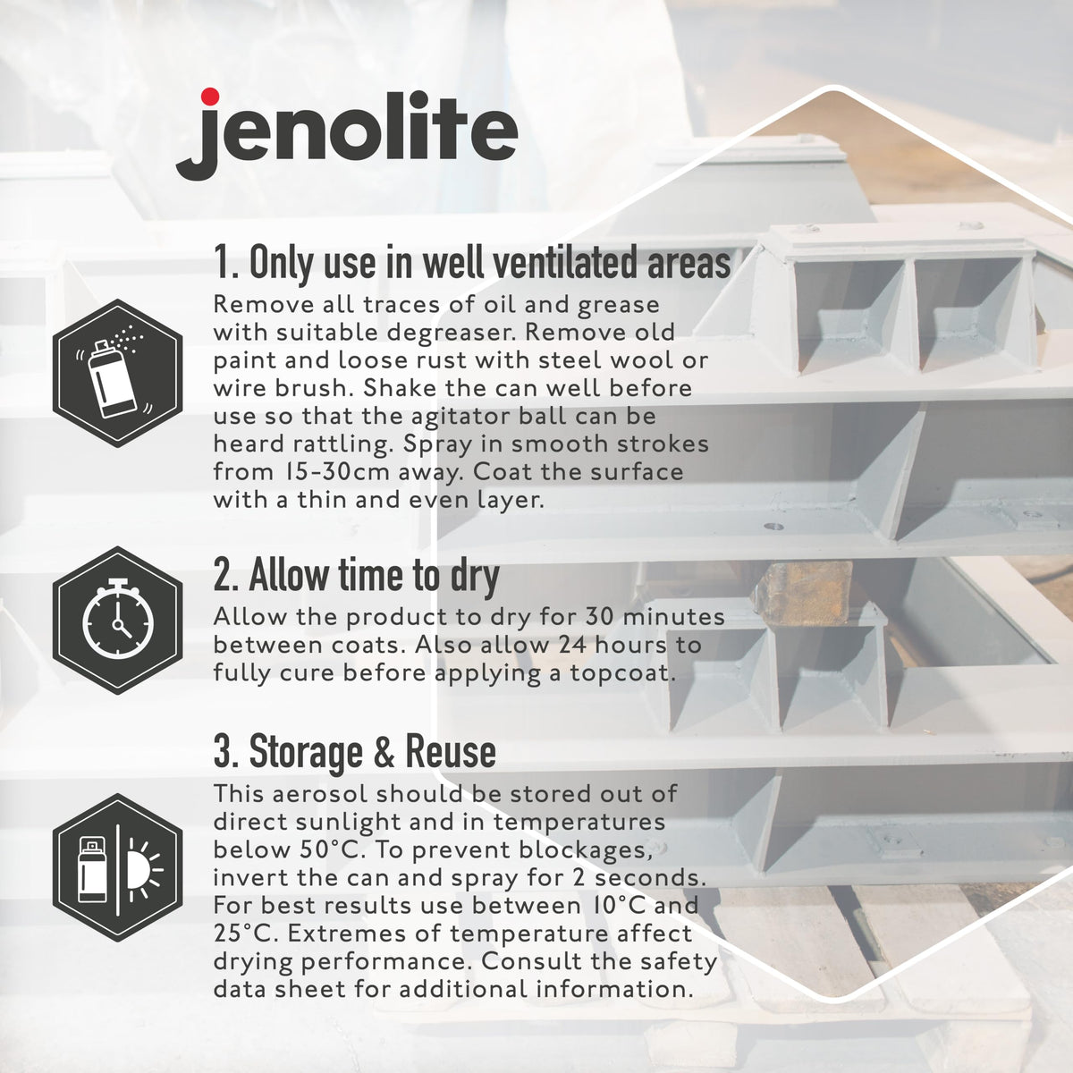 JENOLITE Universal Etch Primer Grey spray-action demonstrates quick, smooth coating