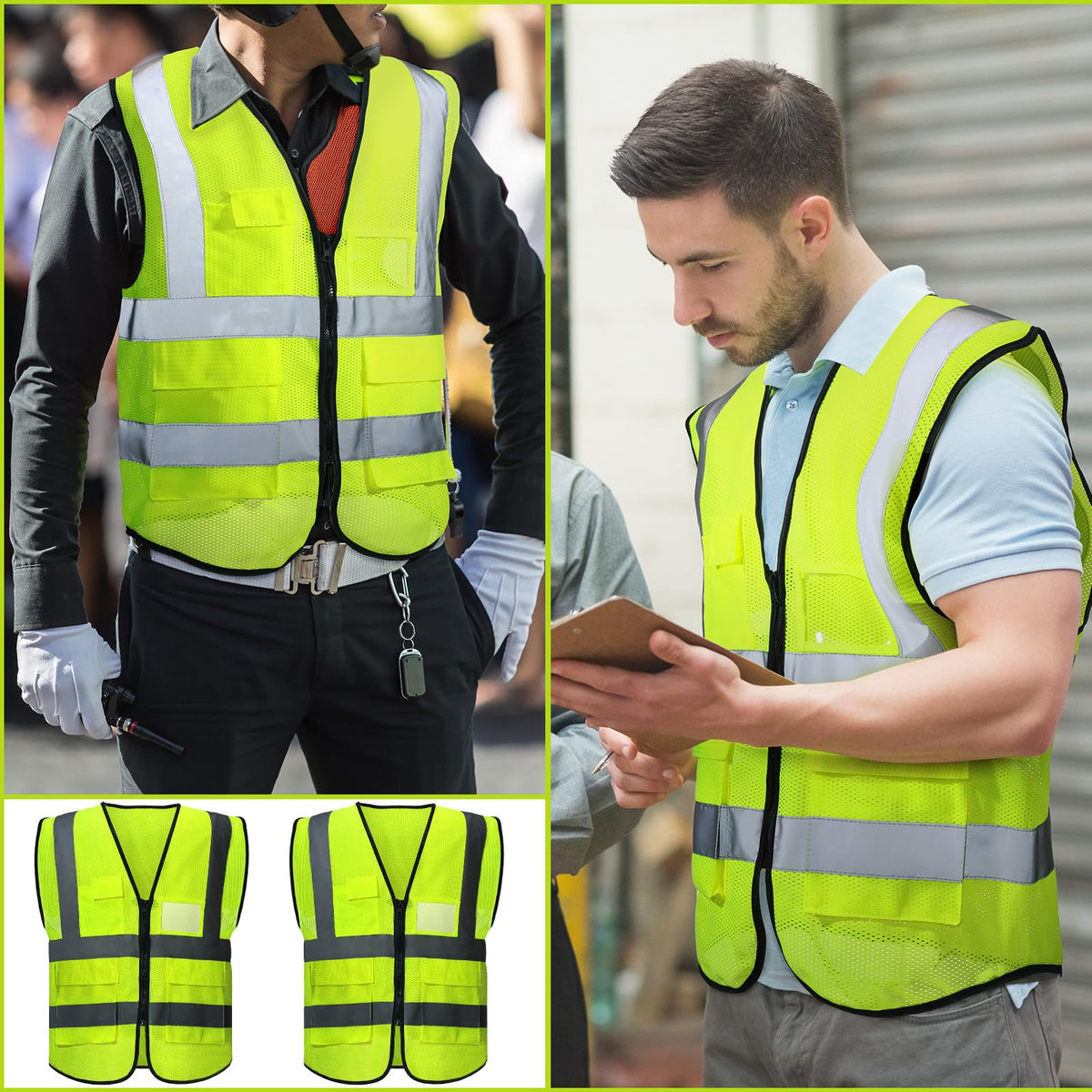 JenPen safety vest breathable mesh fabric for comfortable wear in warm weather.