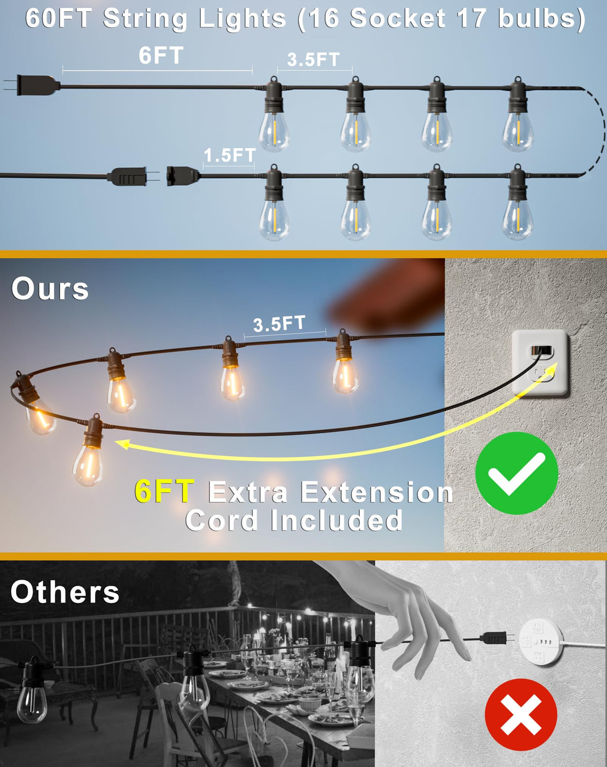 Jerritte 2700K warm white dimmable glow for cozy ambiance.