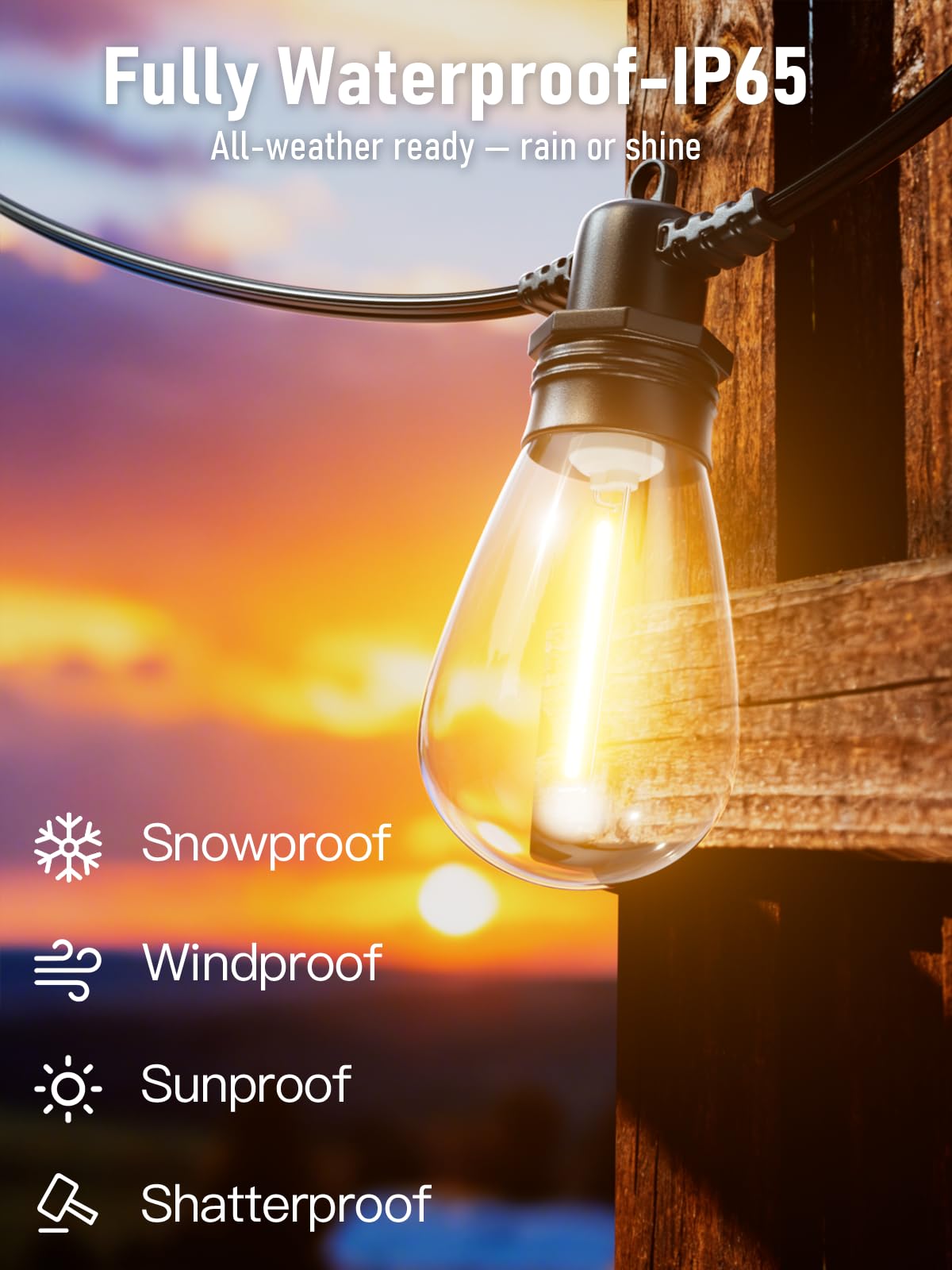 Jerritte IP65 waterproof design withstands rain, snow, and wind.