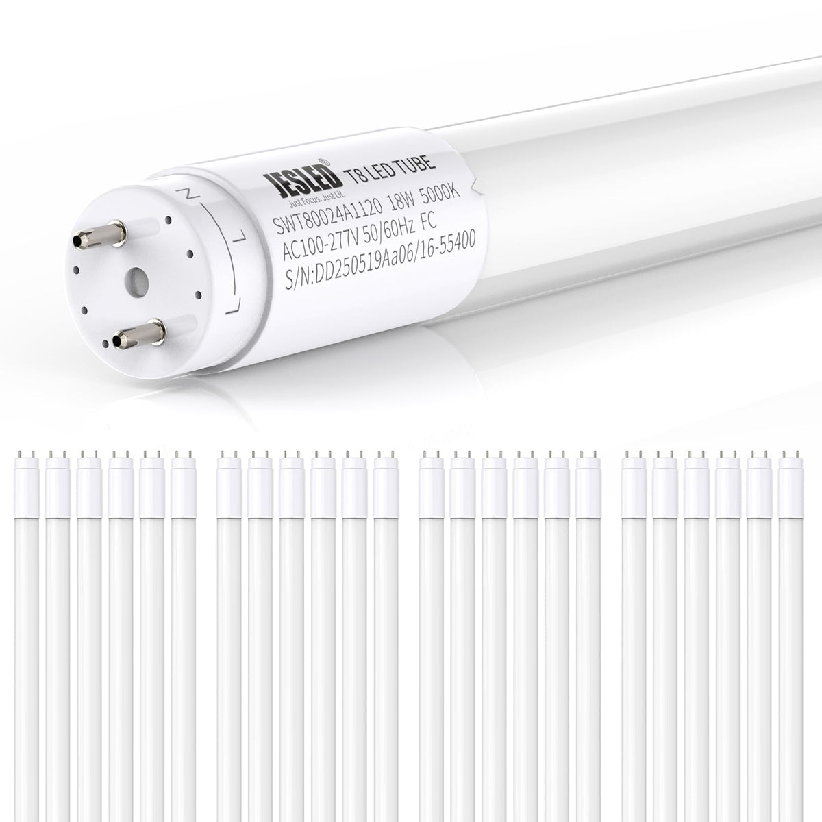 JESLED 4ft LED bulbs with glass diffusion for bright, even illumination