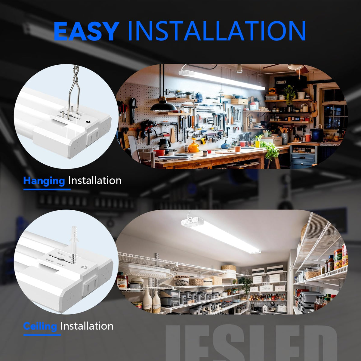 JESLED ceiling or hanging mount for flexible installation