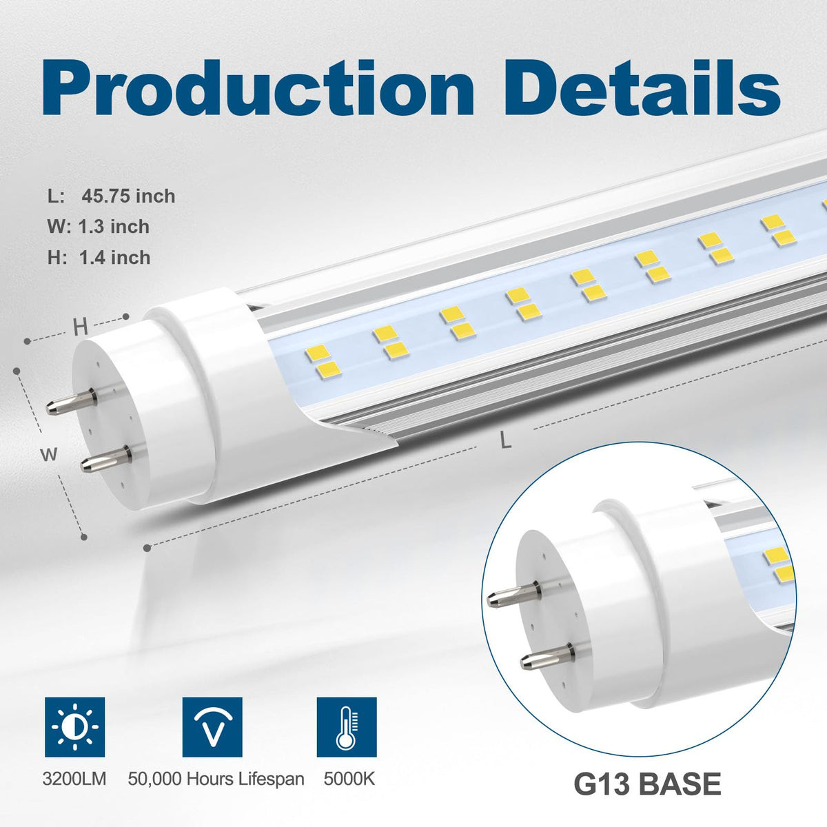 JESLED 3200-lumen tube delivers bright, even illumination.