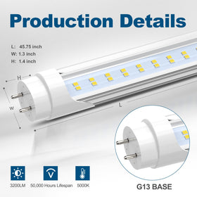 JESLED 3200-lumen tube delivers bright, even illumination.