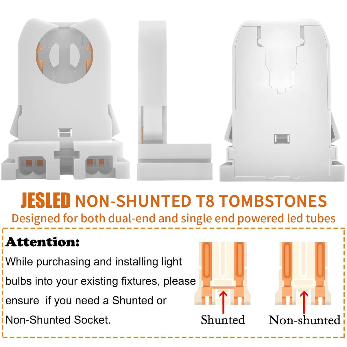 JESLED tombstone side view highlighting UL-listed, durable design