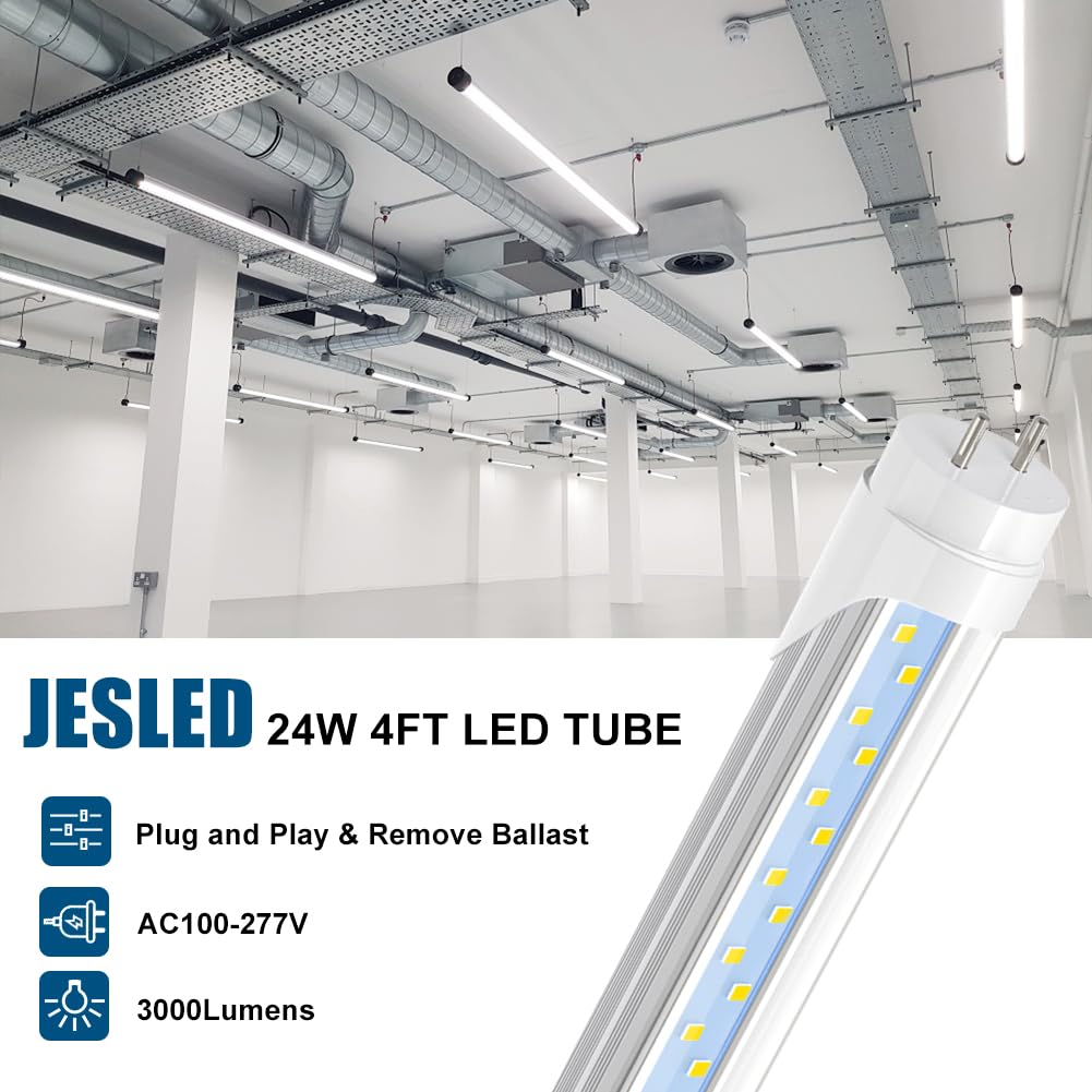JESLED T8 4ft LED 6000K daylight in an office setting