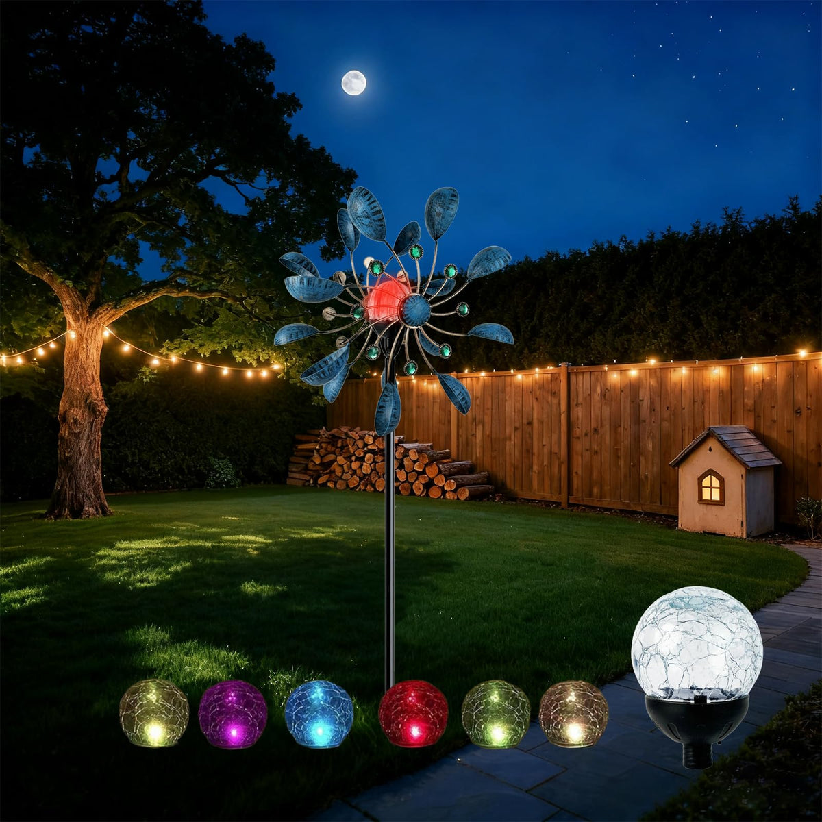 Jesokiibo solar globe light for outdoor spaces provides wireless, dusk-to-dawn illumination.