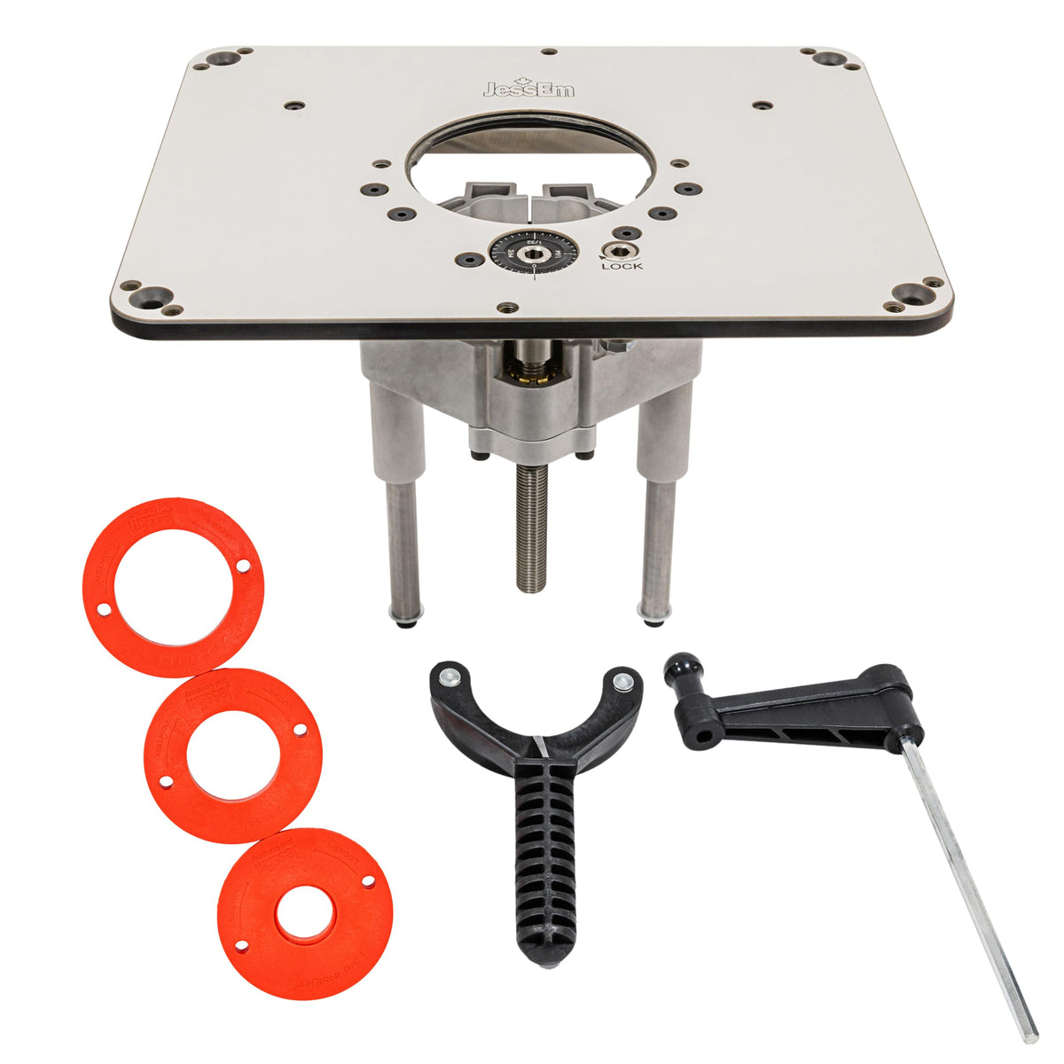 JessEm Rout-R-Lift 3.5XT top plate close-up for precise height control.