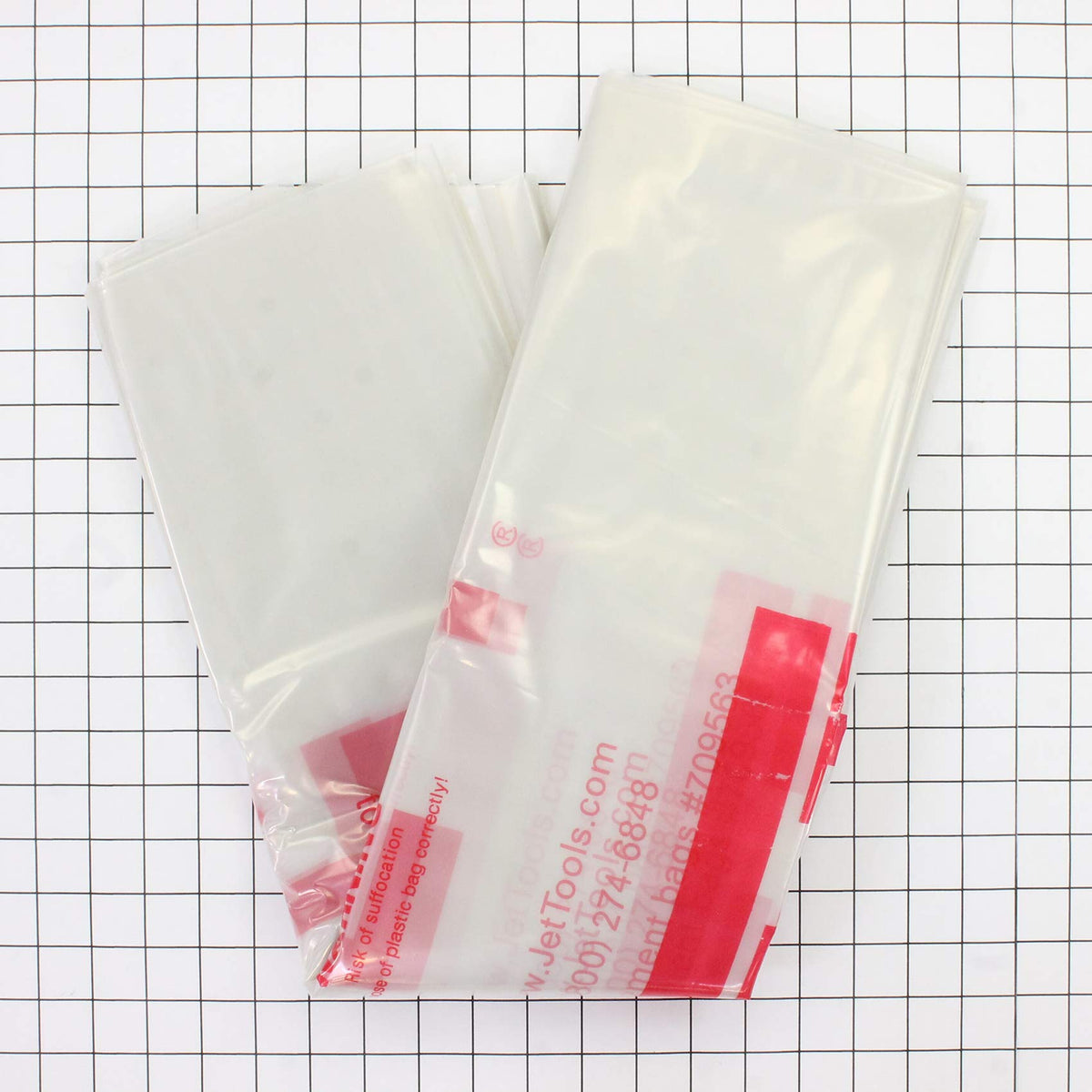 Jet 20inch clear plastic bag shows contents for quick bag checks during dust collection