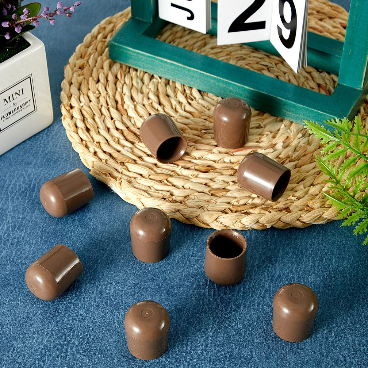 Jetec beige end caps for metal and upholstered folding chairs