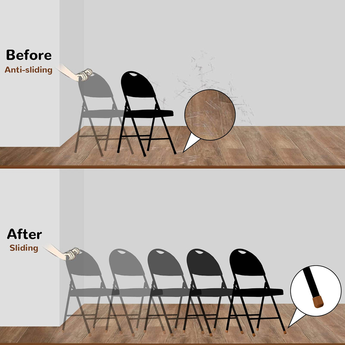 Jetec easy-install folding chair caps demonstrate quick attachment