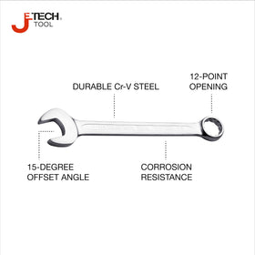 Jetech 1-1/4 inch combination wrench 15-degree offset provides knuckle clearance during tight engine work.