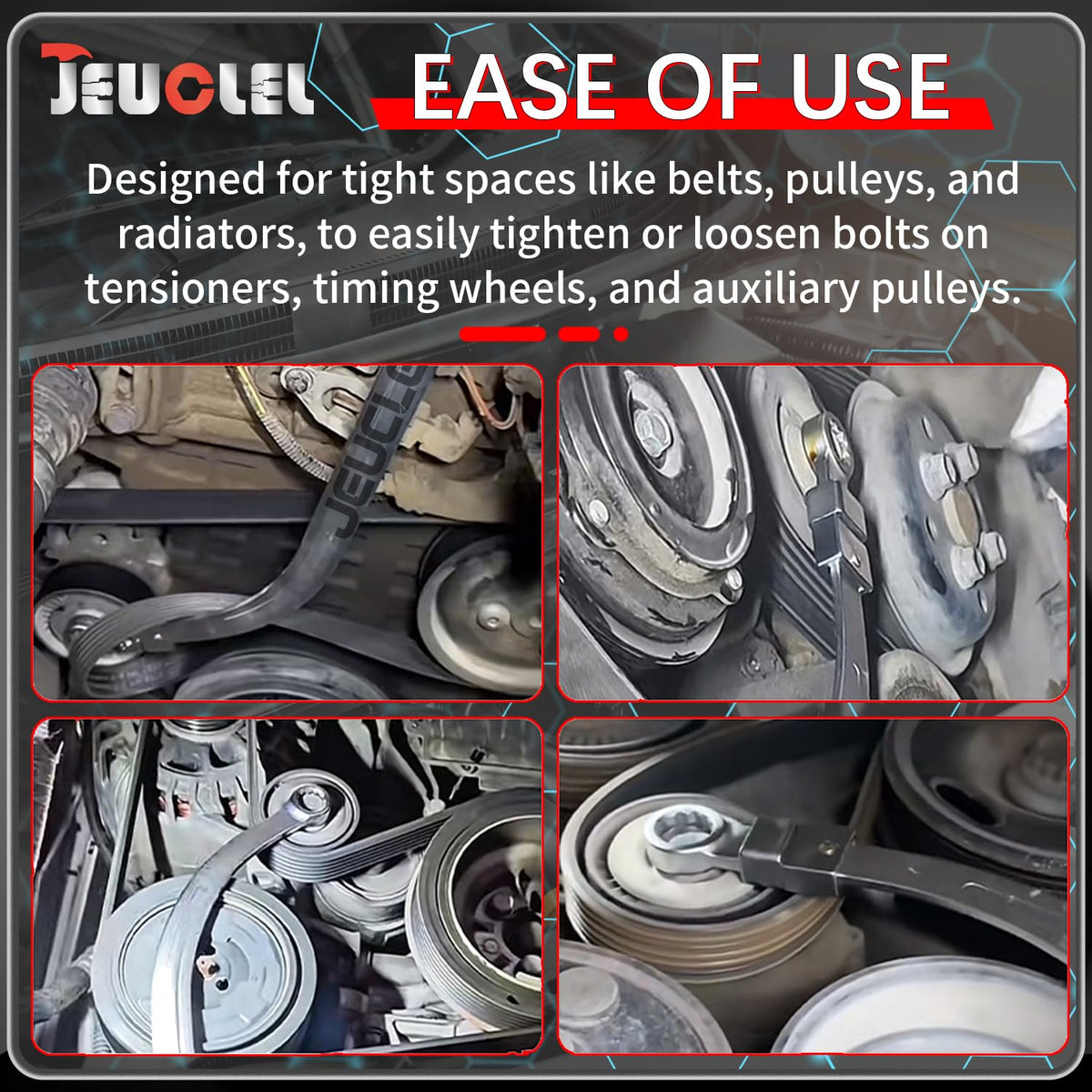 JEUCLEL belt tensioner pulley tool set in organized case