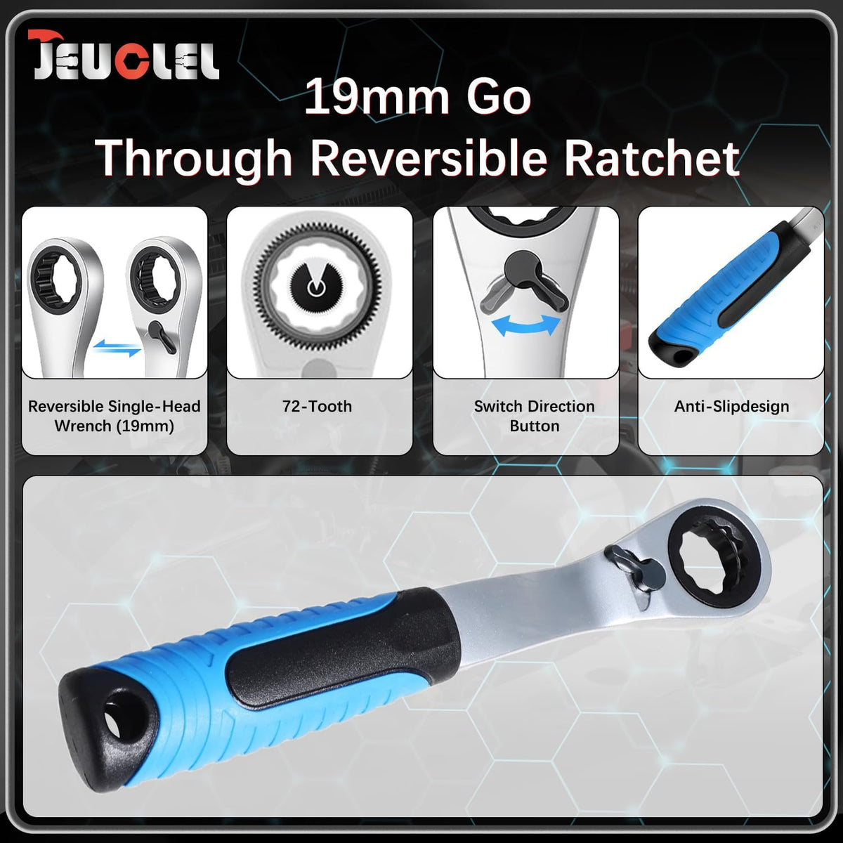 JEUCLEL extension bar 19mm demonstrates extended reach.