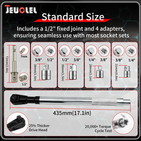 JEUCLEL offset extension wrench adapters set enables broad socket compatibility