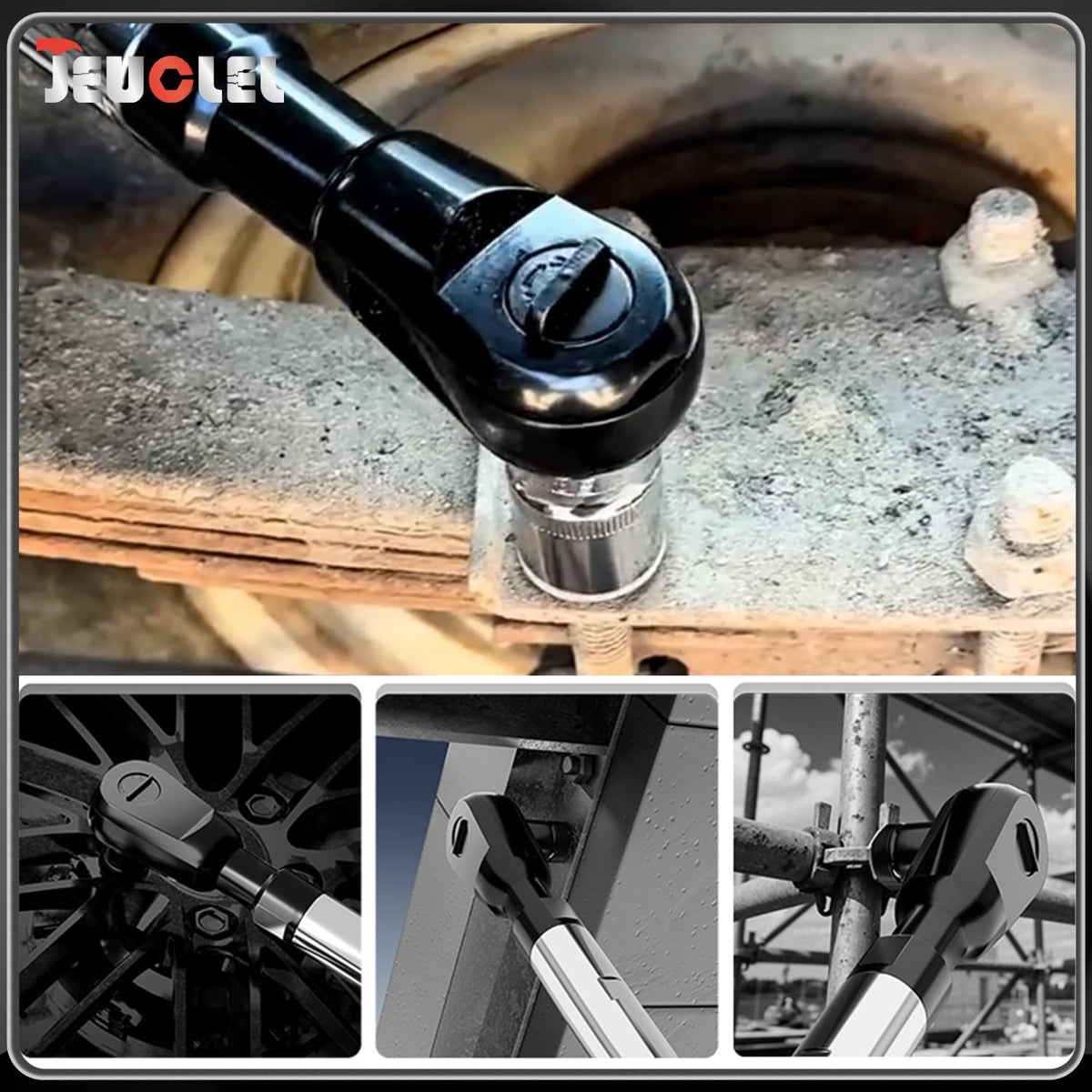 JEUCLEL offset extension wrench forward reverse switch for seamless operation