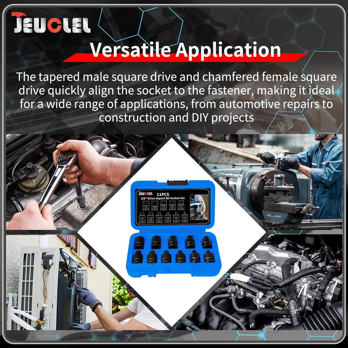 JEUCLEL slim design reaches tight spaces for easier work.