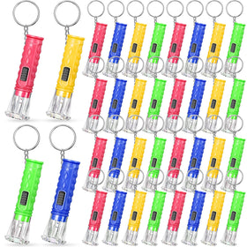 Jexine 50-pack mini flashlight keychains with lanyards for sharing