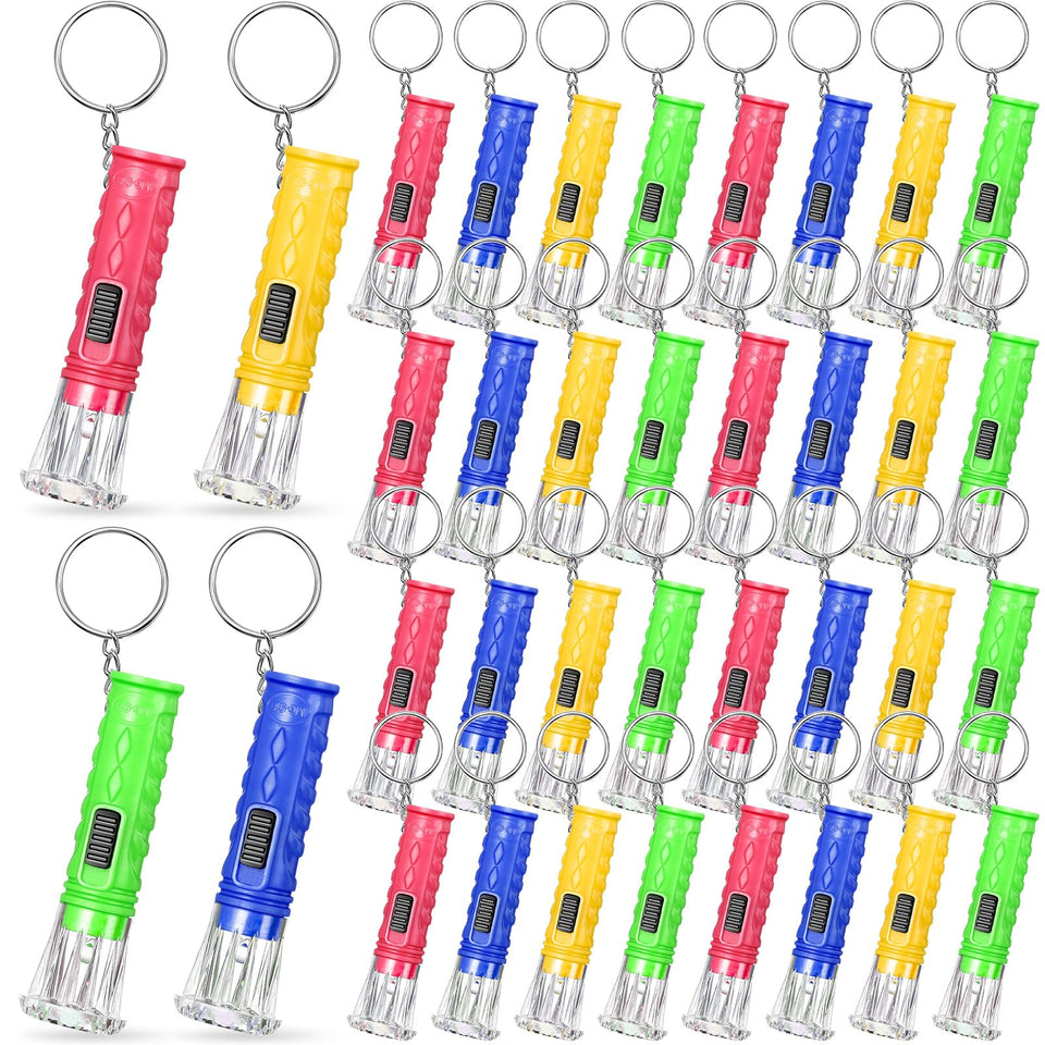 Jexine 50-pack mini flashlight keychains with lanyards for sharing