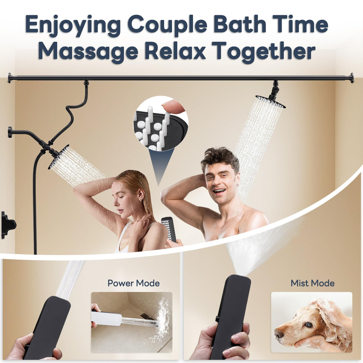JFJIARUI rotatable rain head 360 provides flexible water coverage during showers.