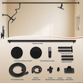 JFJIARUI two-heads shower system covers broad areas for two.