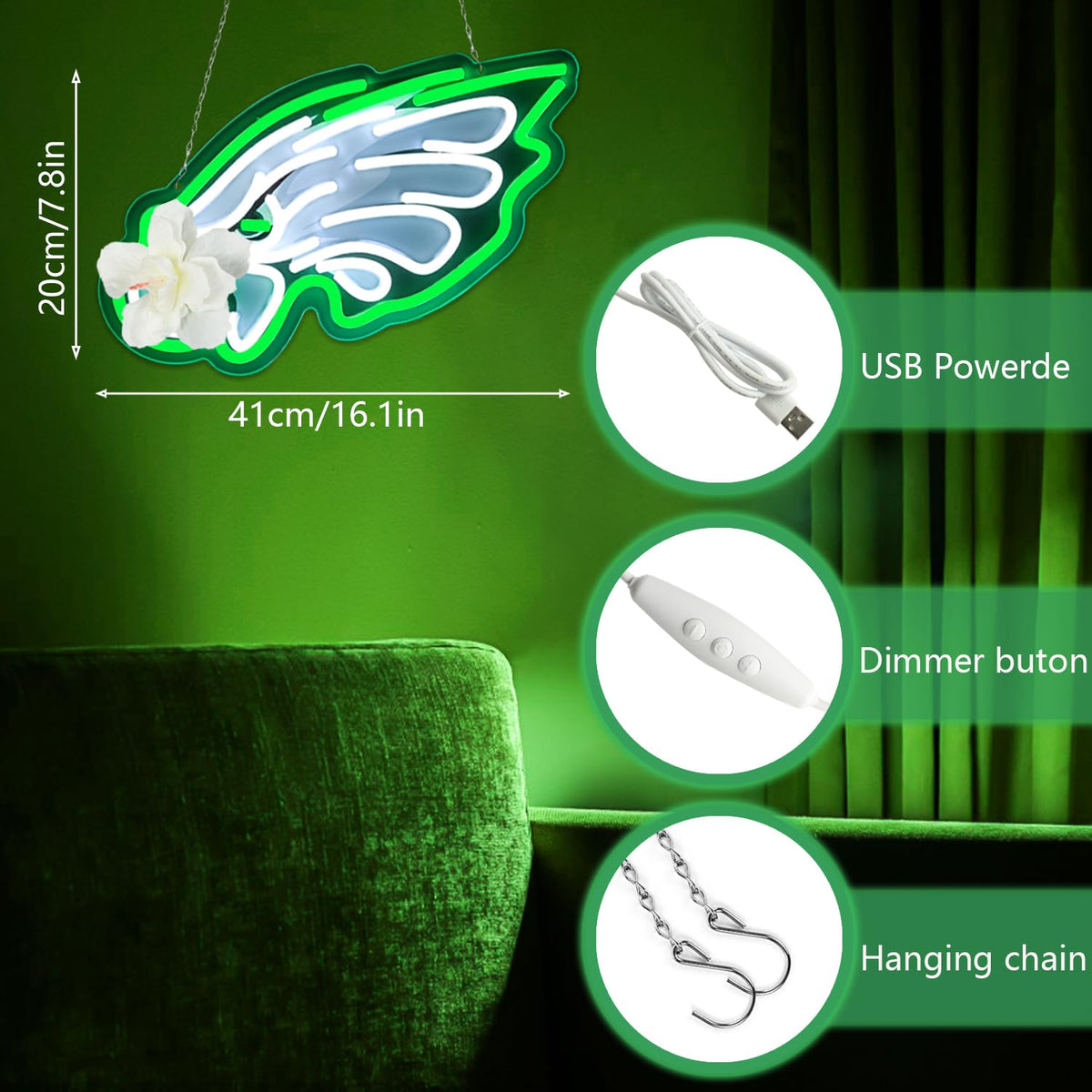 JFLLamp Eagles neon sign close-up highlights 3D engraving and crisp glow.
