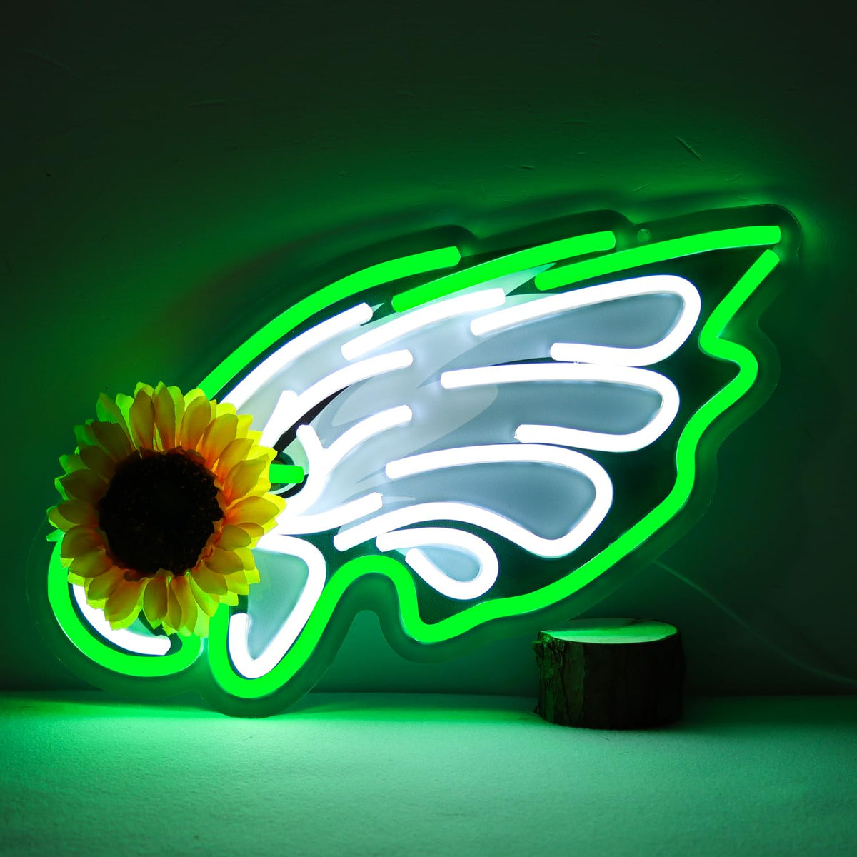 JFLLamp Eagles neon sign wall decor enhances bedroom ambience with vibrant LED glow.