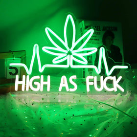 JFLLamp Leaf Weed neon sign glows bright green for vibrant living room decor
