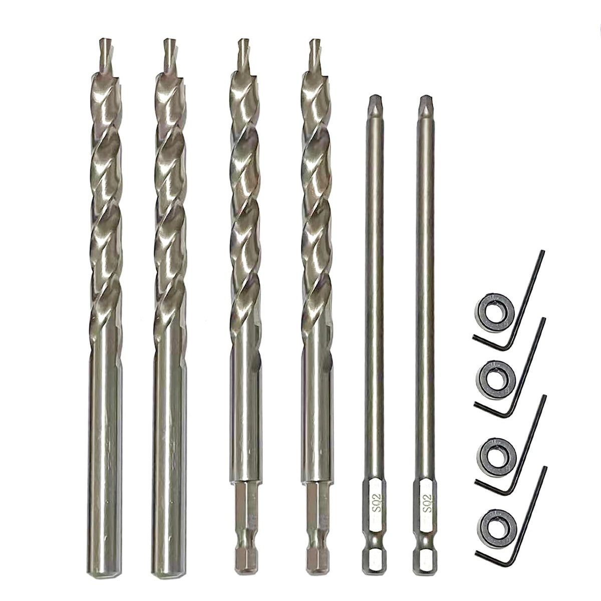 JFOGO 4-piece drill bits with depth stop collar for precise pocket hole drilling