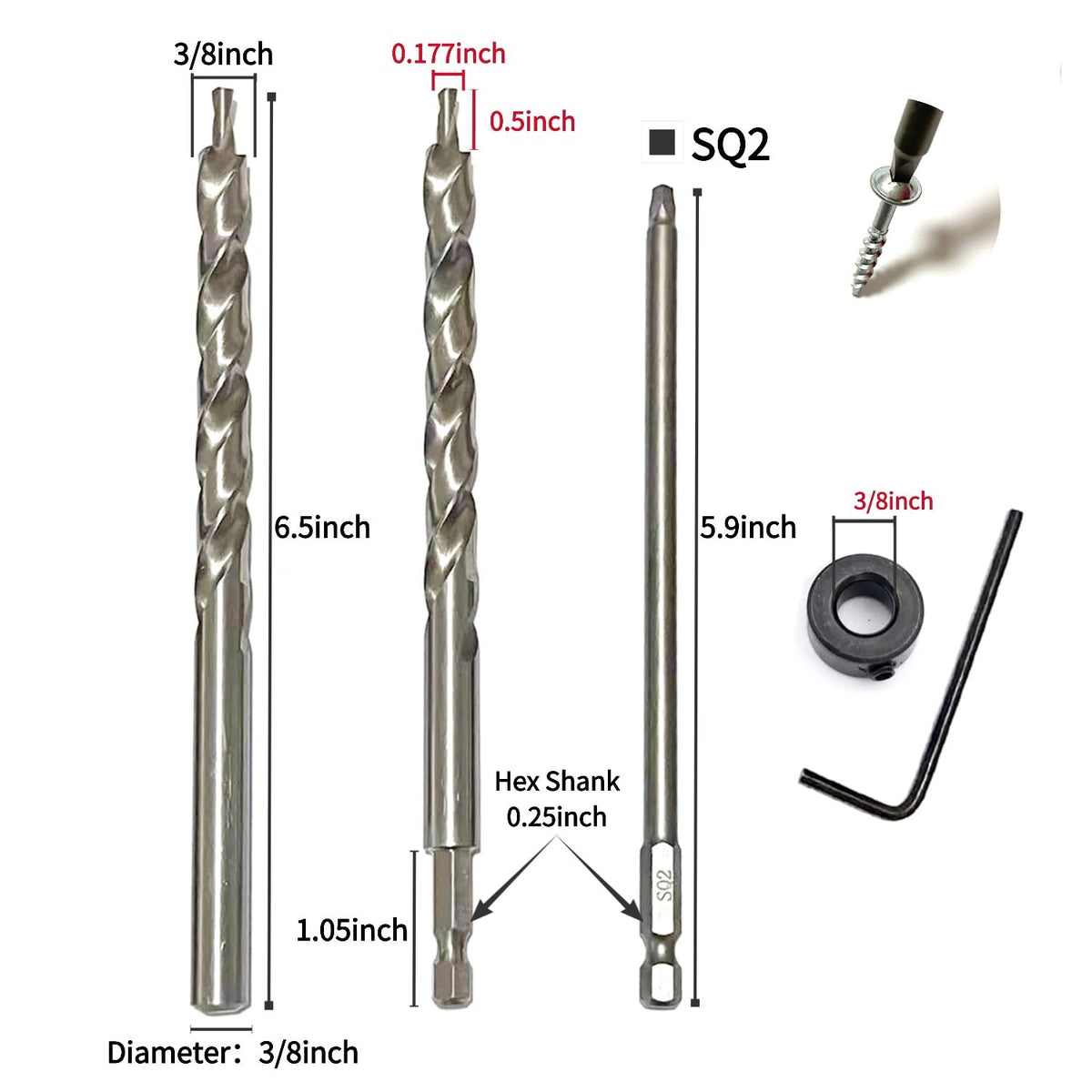 JFOGO SQ2 screwdriver bits with 1/4 hex and round shank for durable driving