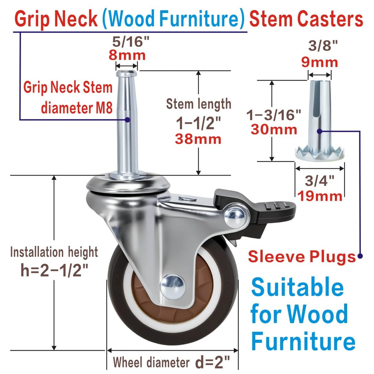 JGJC brake-enabled caster wheels provide stable stops during moves.