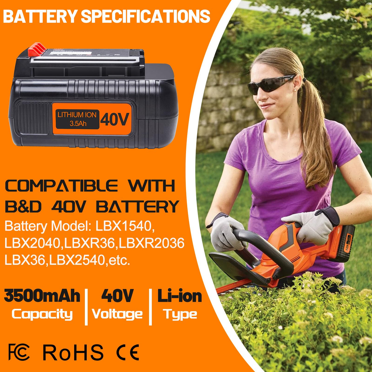 JGSPJ 40V battery with LED indicator monitors charge levels.