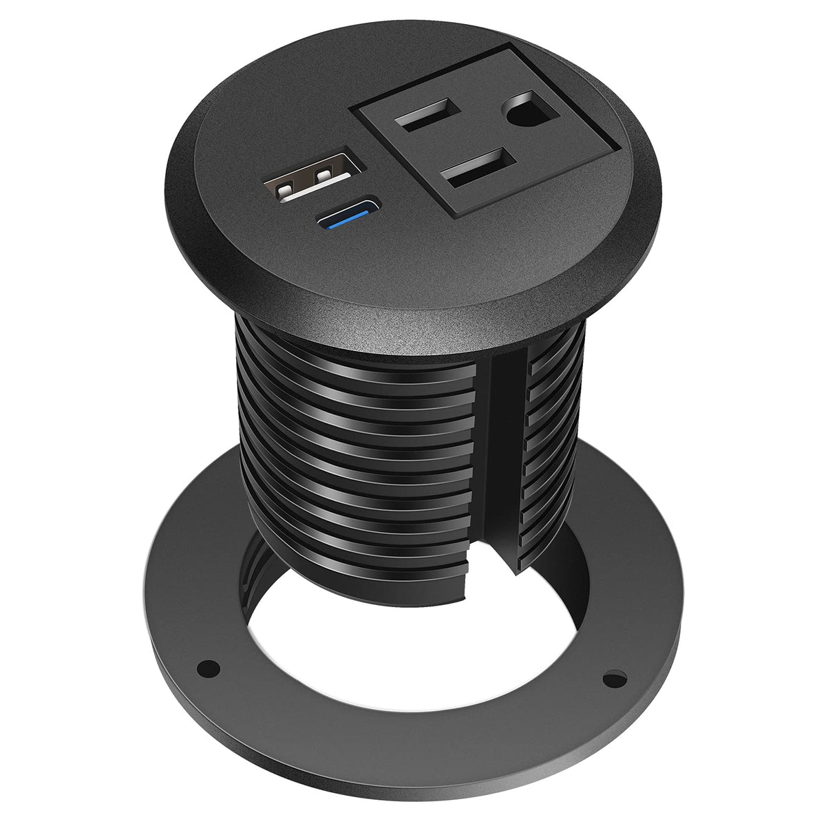 Jgstkcity desktop power grommet fits a 2-inch hole for tidy charging.