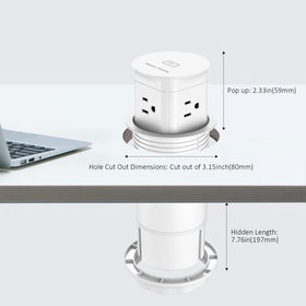 Jgstkcity pop-up outlet retracts automatically for a tidy desk.