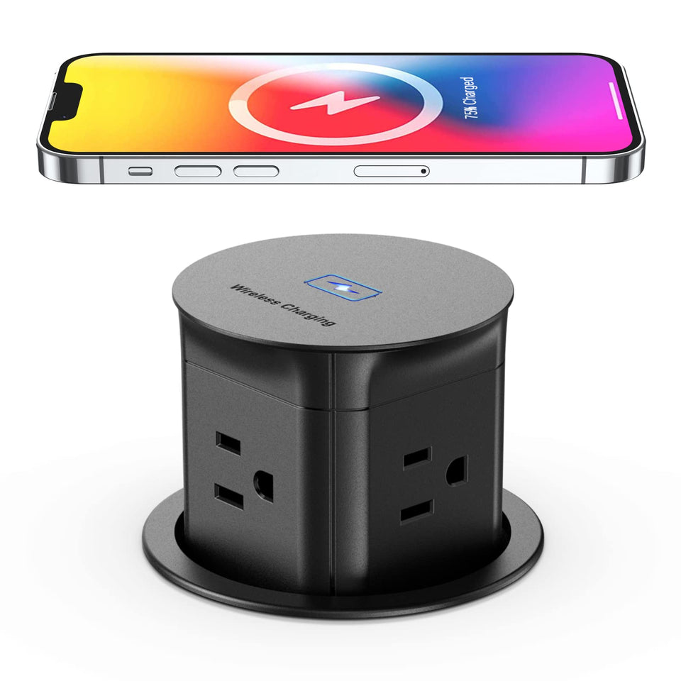 Jgstkcity pop-up outlet with top wireless charger for convenient charging