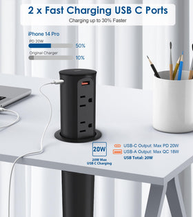 Jgstkcity pop-up outlet USB ports ready for fast charging